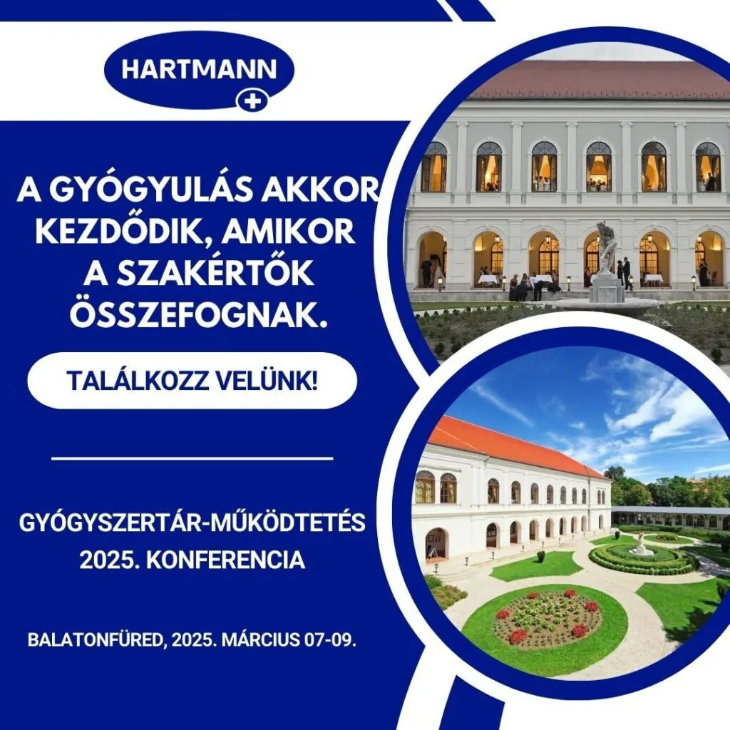 Med-Econ speaker presenting on healthcare financing and pharmacy policy at the 2025 National Conference of Private Pharmacists in Balatonfüred. A Med-Econ előadója prezentációt tart az egészségügyi finanszírozásról és a gyógyszerészeti szakpolitikai kihívásokról a 2025-ös Magángyógyszerészek Országos Konferenciáján Balatonfüreden.